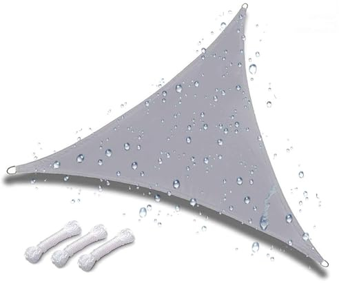 Triangle Sun Shade Waterproof 7' x 7'x 7', Sail Shade Triangle, Sun Shade Sail Triangle UV Block Canopy for Patio Backyard Lawn Garden OutdoorGrey,7'x7'x7'