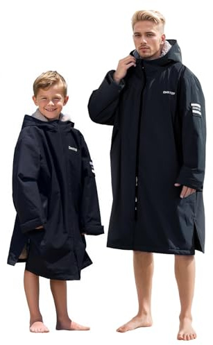 Owntop Parka da Nuoto per Adulti e Bambini, Impermeabile e Antivento, Oversize Poncho da Surf con Tasche Foderate in Peluche e Badge, per Piscina, Spiaggia, Surf, Campeggio