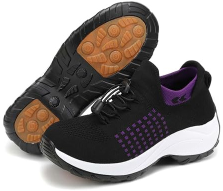 Zapatillas para Hombre Y Mujer Sin Cordones Zapatos CóModos Diseno Moderno Calado Deportivas con Suela Alta Fitness Gym Jogging Outdoor Casual Gimnasio Correr Tenis
