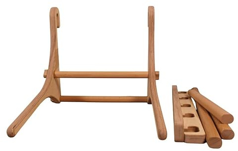 Bear On Bar - Set completo di attrezzi ginnici in legno resistenti: barra stabile per dip e barra per trazioni fino a 145 cm - 5 livelli di regolazione dell'altezza per il telaio della porta.