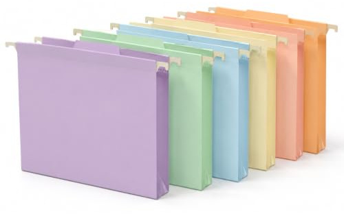 Xecamuvila 6 Pack A4 Plastic Hanging File Folders with Tabs – Expandable Hanging Folders in Colourful Accordion Design, Durable Polypropylene Material for Office & Home Organization, Fits Standard