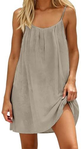 Vestido de Mujer de algodón de Lino sin Mangas Casual Camisola Larga sin Espalda Verano para Playa Vestido de Espalda Abierta con Tirantes de Espagueti Vestido de Noche 2026