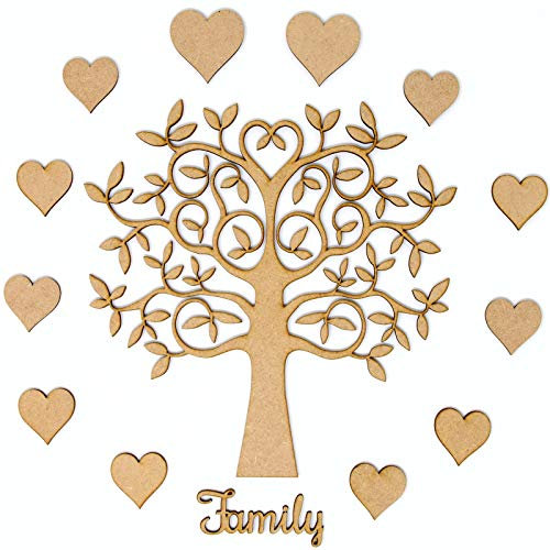 Family Tree Set Kit - MDF Family Tree, Hearts and Wording. Make Your Own (20cm)