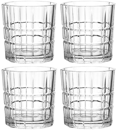 Leonardo Spiritii Trink-Gläser 4er Set, spülmaschinenfeste Wasser-Gläser, Saft-Gläser mit Schliff, stoßfestes Gläser-Set, 360 ml, 022758