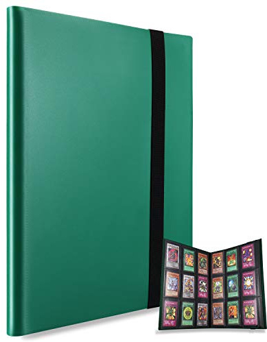 MUROAD 360 Pockets Trading Card Binder Album, Side Loading PP Pockets, Standard Size Cards Protector, compatible with Yugioh Pokemon Card Holder (Green)