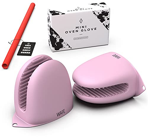 Wafe, mini guanto da forno, in silicone, resistente al calore, per cottura e grigliate, taglia unica, con supporto per pentola a doppia mano con protezione per forno