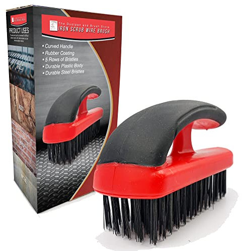 Cepillo de alambre de bloque de mano, cepillo de metal rígido con agarre de hierro, alambre resistente para eliminación de óxido, ladrillos y eliminación de pintura