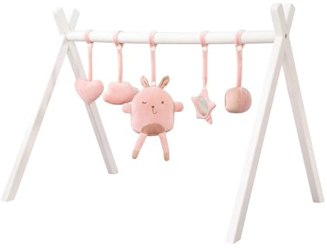 roba Arco de Juego para bebé de Madera, Juguete para Gimnasio y montessorie con Colgante roba Style – Centro de Actividades y Trapecio de Juego a Partir de 3 Meses – Rosa