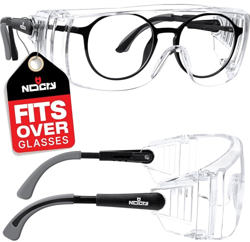 NoCry Safety Glasses Over Eyeglasses — Fog and Scratch-Resistant Over Glasses Safety Glasses for Men and Women with Side Shields, UV380 Protection, ANSI Z87 Rated — Perfect Safety Goggles Over Glasses