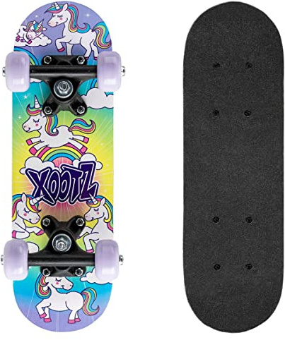 Xootz Mini Skateboard, 17 Inch Skateboard for Kids, Teens and Beginners, Solid Deck, PVC Wheels, for Learning Tricks, Purple