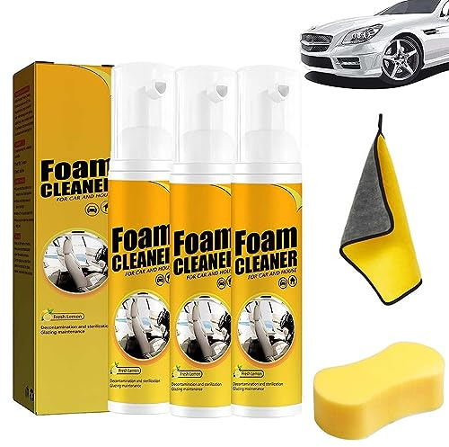 Gienslru All Around Master Schiuma detergente, Schiuma detergente multifunzionale per auto, Schiuma detergente per auto, Schiuma magica per auto, Schiuma detergente per tutti gli usi (100ML, 3pezzi)