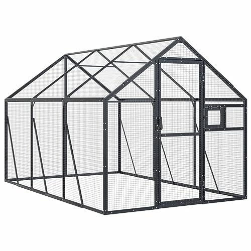 vidaXL Voliera Antracite 1,79x3x1,85 m in Alluminio, Gabbia per Uccelli, Ampia Gabbia per Uccelli, Gabbia per piccioni, Gabbia per pappagalli