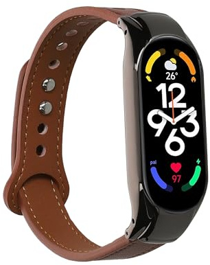 kwmobile Echtleder Uhrenarmband für Xiaomi Mi Band 7 Armband - Ersatzarmband für Fitnesstracker - Wechselarmband Smartwatch - Braun