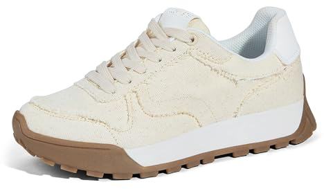 LUCKY STEP Women's Platform Canvas Sneaker Casual Lace-up Stylish Tennis Running Retro Classic Trainers Walking Fashion Sneakers