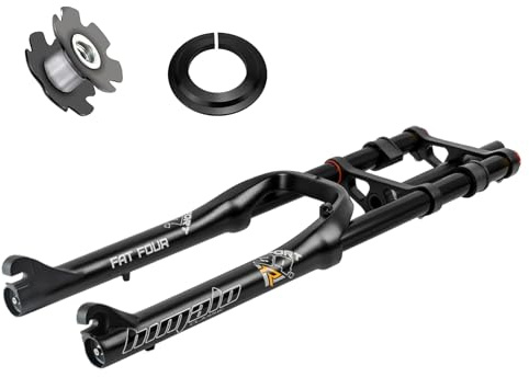 RUJIXU Suspension Fat 26X4.0 Fourche Avant 26 for Vélo Électrique VTT Fourche Amortissement L'air Vélo Frein À Disque Pivot 1-1/8 Fourche Vélo 170mm Voyage QR VTT/BMX(Black)