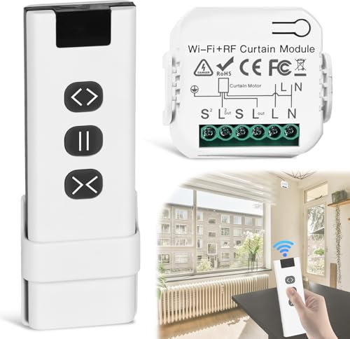 WIYETY Wireless Roller Shutter Control Retrofit Set: Roller Shutter Motor Control from Remote Control and WiFi RF Receiver Module, Up to 100 m Range, Wireless Switch for Shutters, Blinds, Awnings