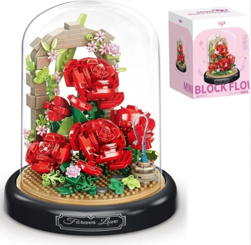 TRavesty Bouquet de fleurs artificielles - Avec housse anti-poussière - Collection botanique créative - Kit de modélisation pour la décoration de la maison, de la chambre - Rose rouge