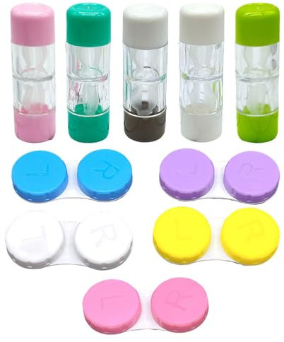 Custodia Per Lenti A Contatto Trasparente Fronte-Retro Da 5 Pezzi E Custodia Per Lenti A Contatto Colorate Da 5 Pezzi, Accessori Per Lenti A Contatto