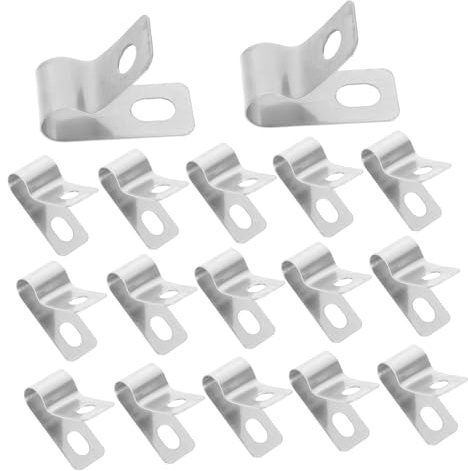 JUMPLAWN 20 abrazaderas de cable de acero inoxidable R-clip 6 mm soporte para cable Ethernet luces de cuerda en forma de U resistentes al calor para interior y exterior