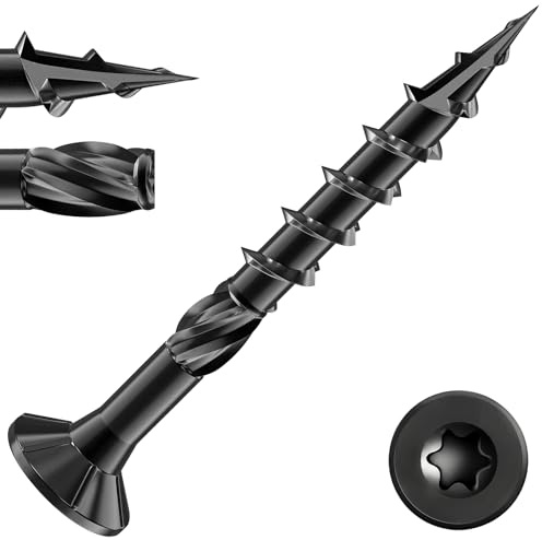 Valorada 50Pcs Decking Screws 4.2 x 38mm, Torx Countersunk Wood Screws, Outdoor Wood Screw, Black Oxide Finish for Fence, Timber