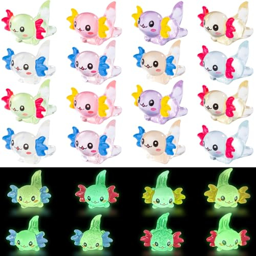 RUGBOL 24 Mini Animales de Resina, Figuras de Animales Pequeños, Adornos de Juguete para Fiestas de Cumpleaños, Decoración de Jardín (8 Colores)