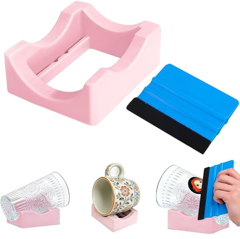 APKOL Cup Cradle for Crafting, silikonmugghållare, liten silikonkopp med integrerad slits och folierakel, halkfri mugghållare för pyssel kopphållare för koppar (rosa)