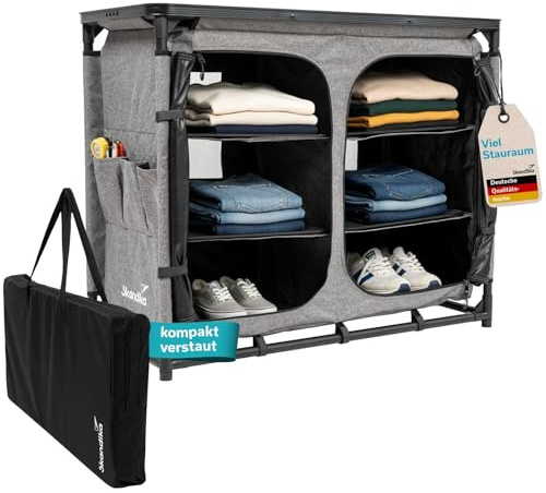 Skandika Ruoka Armoire de camping | Armoire haute, système d'emboîtement sans outils, 83 cm de haut, 6 compartiments avec étagères, sac de transport, cuisine de camping, charge maximale 50 kg
