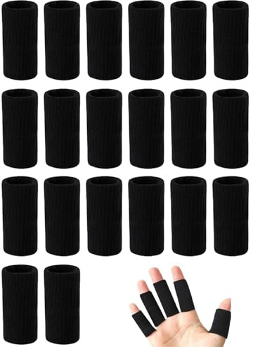 BCHKO Protectores de Dedos, 20 Uds. Fundas de Compresión Elásticas Transpirables para Artritis, Soporte Anti-lesiones para Baloncesto, Voleibol, Fútbol y Golf.