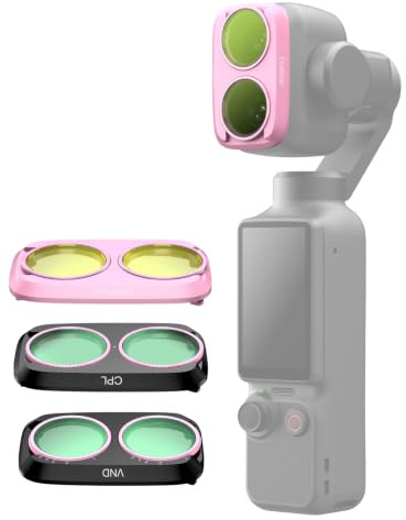 TELESIN Filtersats för DJI Osmo Pocket 4P, CPL + VND8-32 + cool ros-linsfilterset, magnetiska snabbfrigörande kamerafilter, flerbelagt optiskt glas för vlogging, resor och innehåll skapande
