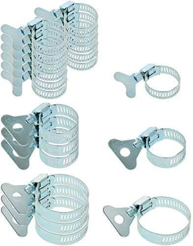 com-four® 20-teiliges Set Schlauchschellen, Schlauchklemmen in verschiedenen Größen, Spannbreite maximal 25-40 mm, Bandbreite 8 mm, 13 mm (20-teilig - Mit Schlüssel)
