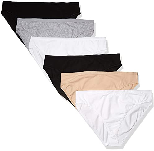 Amazon Essentials Ropa Interior Corta de Algodón de Pierna Alta (Disponible en Tallas Grandes), Transpirable Mujer, Pack de 6, Neutro, XL Grande
