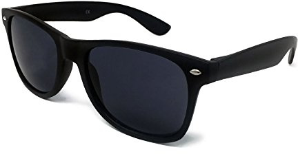 WS UK Black Lens Classic Sunglasses - Style Unisex Shades UV400 Protective Mens Ladies (Matte Black)