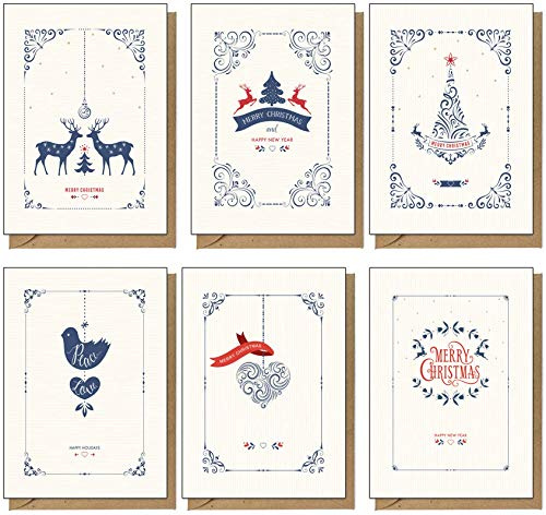 48 tarjetas de Navidad recicladas, ecológicas, contemporáneas