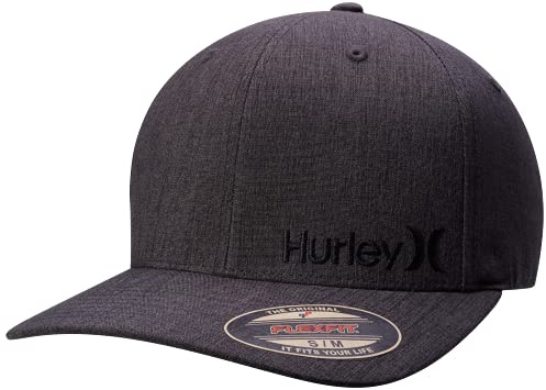 Hurley Men's Baseball Cap - Flexfit Curve Bill Fitted Trucker Hat for Men (S-XL), Size Large-X-Large, Dark Grey