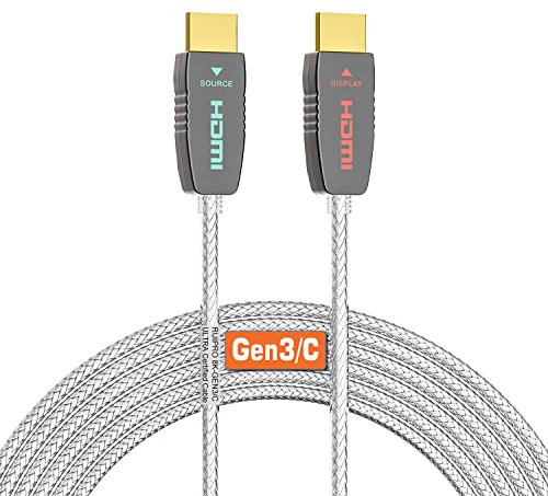 RUIPRO 8K zertifiziertes HDMI 2.1 Glasfaserkabel 10M, Ultra High Speed 48 Gbit/s, 8K@60Hz, 4K@120Hz, Dynamic HDR, eARC, Dolby, HDCP 2.2/2.3, kompatibel mit PS5, Xbox, TV, Beamer, AVR