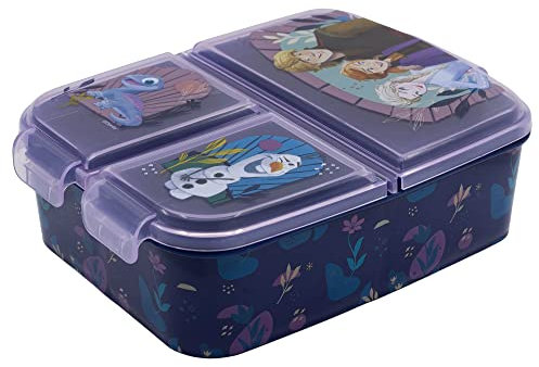 Premium Brotdose DIE EISKÖNIGIN FROZEN-TRUST THE JOURNEY Lunchbox mit 3 Fächern, Bento Brotbox für Kinder - ideal für Schule, Kindergarten oder Freizeit