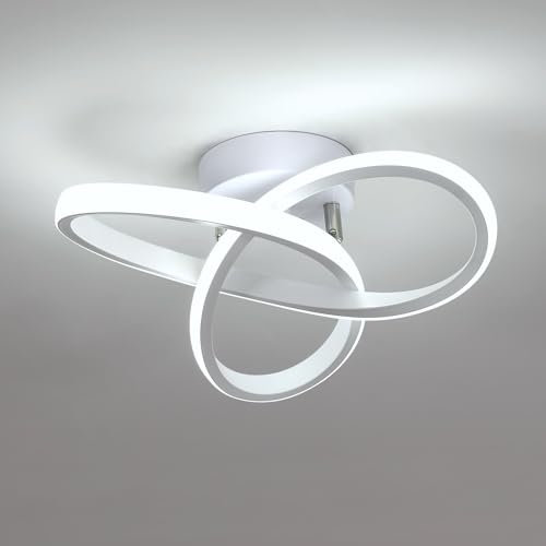 Osairous Plafonnier LED Moderne, 22W 2500LM Lampe de Plafond Blanc Chambre, Luminaire Plafonnier Cuisine en Aluminium pour Balcon Salon Couloir, Blanc Froid 6500K, Dia 25cm