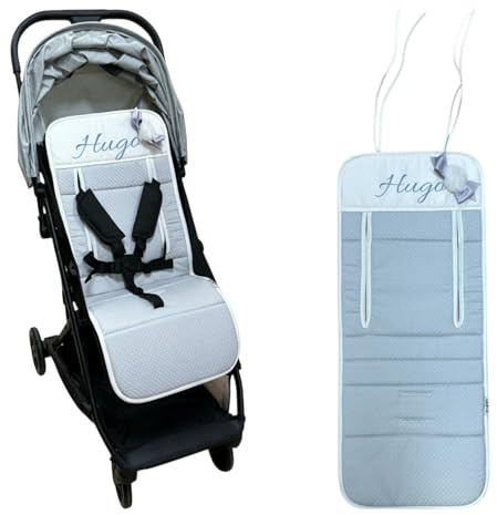 BABY STAR - Colchoneta transpirable para silla de paseo, Personalizado con nombre de su bebé bordado (C14GP)