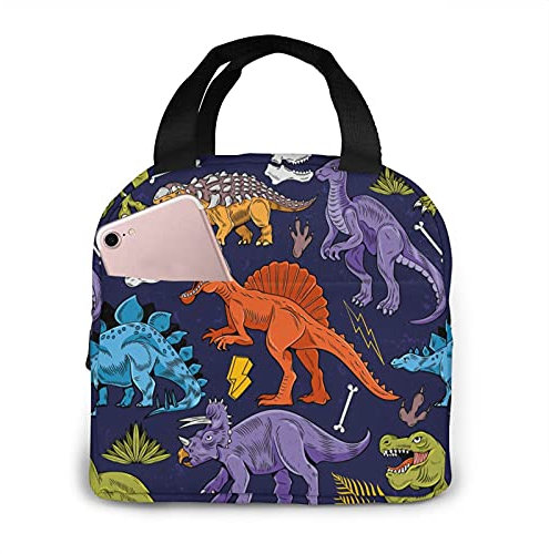 XVBCDFG Fiambrera cálida Bolsa de asas reutilizable Bolsa de almuerzo aislada Bolsa térmica de dinosaurio Bento para mujeres Hombres Adultos Niñas Niños Picn