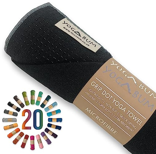 Yogabum Grip Dot Yoga Mat Asciugamani | Antiscivolo | Eco Yoga Asciugamano (nero)