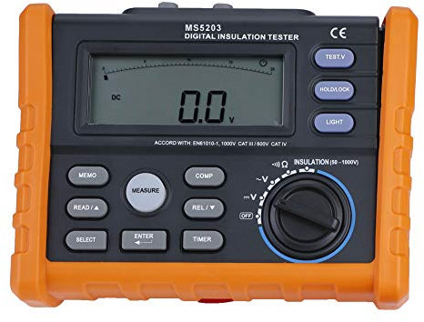 PEAKMETER MS5203 Digitaler Isolationswiderstandstester 50–1000 V, Automatische Berechnung des Polarisationsindex, Hintergrundbeleuchtung
