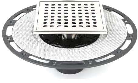 6-Inch Square Shower Drain with Bonding Flange - Durable Stainless Steel Shower Drain Flange Kit for Quick Drainage, Easy Installation, Ideal for Bathroom & Wet Area Renovations