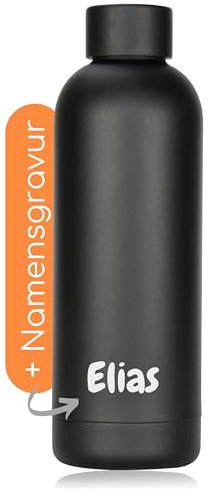 Milu Borraccia Termica 750ml - Acciaio Inox Bottiglia isolata Senza BPA Bottiglia d'Acqua a Tenuta stagna per Sport, Bicicletta, Yoga Mantiene Caldo per 12 Ore/Freddo 24 (Incisione, 750ml)