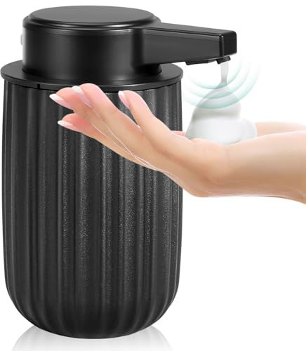 Dispensador de jabón automático de espuma, dispensador de jabón eléctrico con sensor, 250 ml, dispensador automático de jabón, carga USB IPX5, resistente al agua para baño y cocina, negro