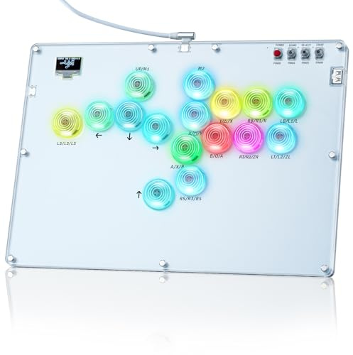 TiMOVO Arcade Stick with Turbo Function, Custom RGB, Leverless 16 Key All-Button Controller for Switch/PC/PS4/PS3/Steam Deck, Arcade Fight Stick Game Keyboard Support Hot Swap, SOCD, DIY