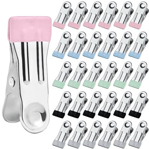 YUUTIAL Mollette per Alimenti da Cucina 50 Pezzi, Mollette Bucato Antisegno Inox per Calze Scarpe Asciugamani Sigillatura Alimentare Foto