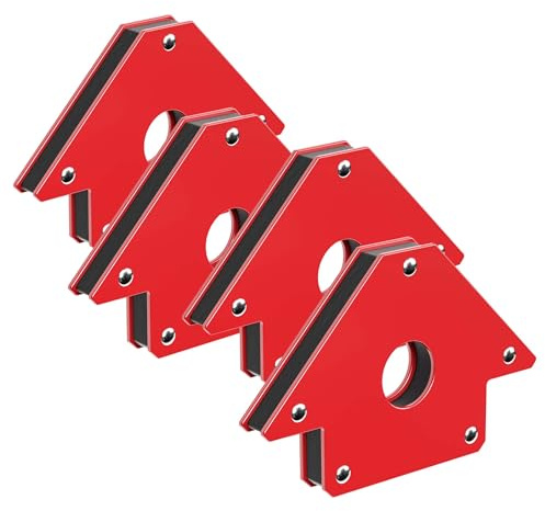 Wiltec Kit 4x Aimants de soudure avec Force de maintien de 11 kg, Équerre magnétique de 120 x 80 x 15 mm, 45°, 90°, 135°, Positionneurs de soudage