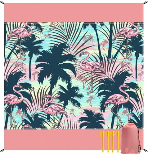 Bseical Coperta da Spiaggia Impermeabile 280x300 cm - Telo Anti Sabbia con 4 Picchetti, Leggera e Portatile - Per Picnic, Campeggio, Viaggi, Spiaggia, Escursionismo - Facile da Pulire e Ripiegare