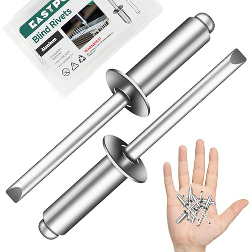 EASTPUK 100 Pcs 1/4 x 3/4 Aluminum Blind Pro Rivets, 6.4 x 20mm Pop Rivets, 1/4 Rivet Aluminum Grip and Steel Mandrel