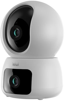 Isiwi TWIN Telecamera Wi-Fi Interno 2K 3MP+3MP, Doppia Lente, PT, Videocamera sicurezza, Rilevamento persone, Tracciamento movimenti, 2.4/5GHz Visione Notturna Audio registrazione SD-Cloud/NVR